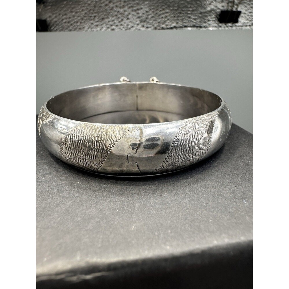 Sterling Silver Hollow Bangle Bracelet
